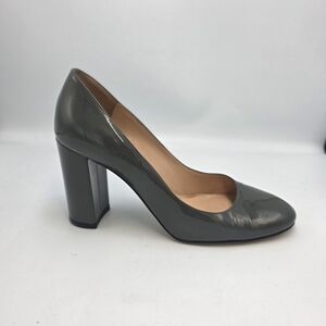 GIANVITO ROSSI Taupe (Green/Gray) Patent Block Heeled Pump (85mm), Size 35½